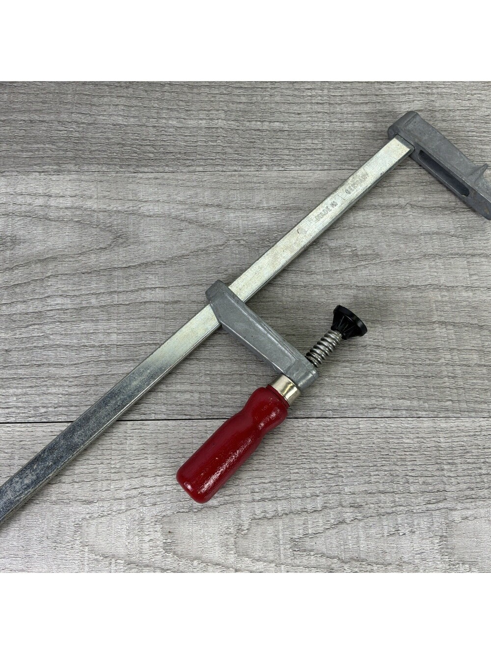 Vintage German Bar Clamp Red Wooden Handle Made in Germany Woodworking Tool